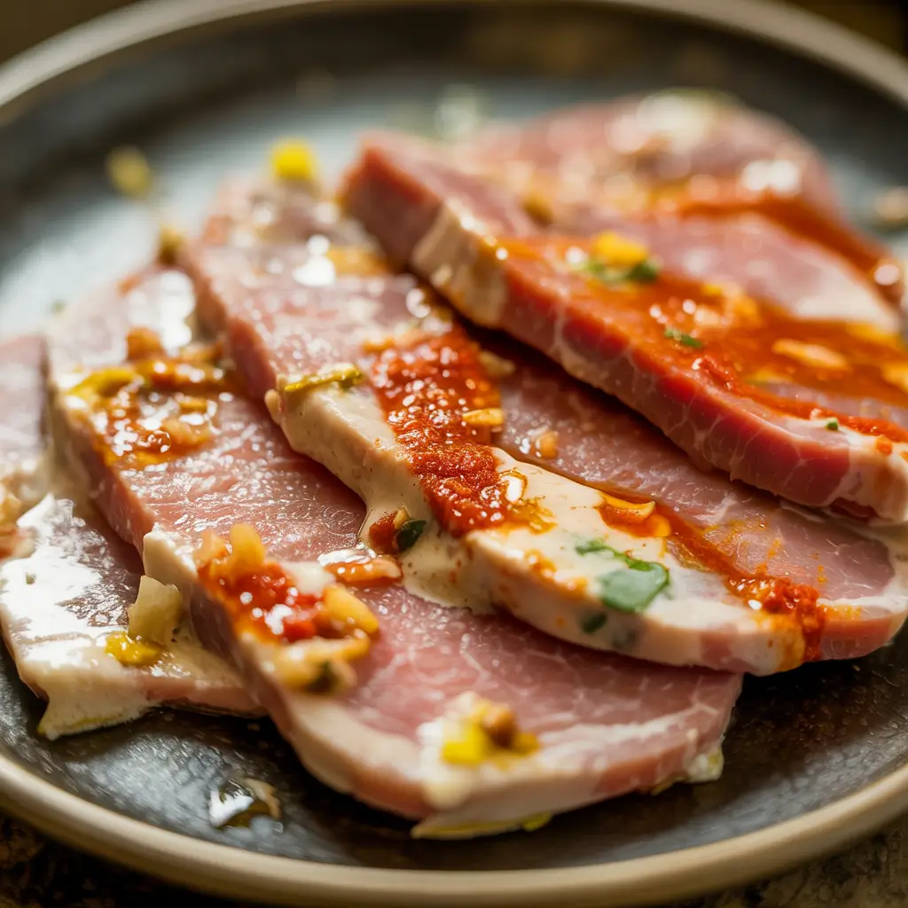 marinated doner kebab meat coated in yogurt and spices