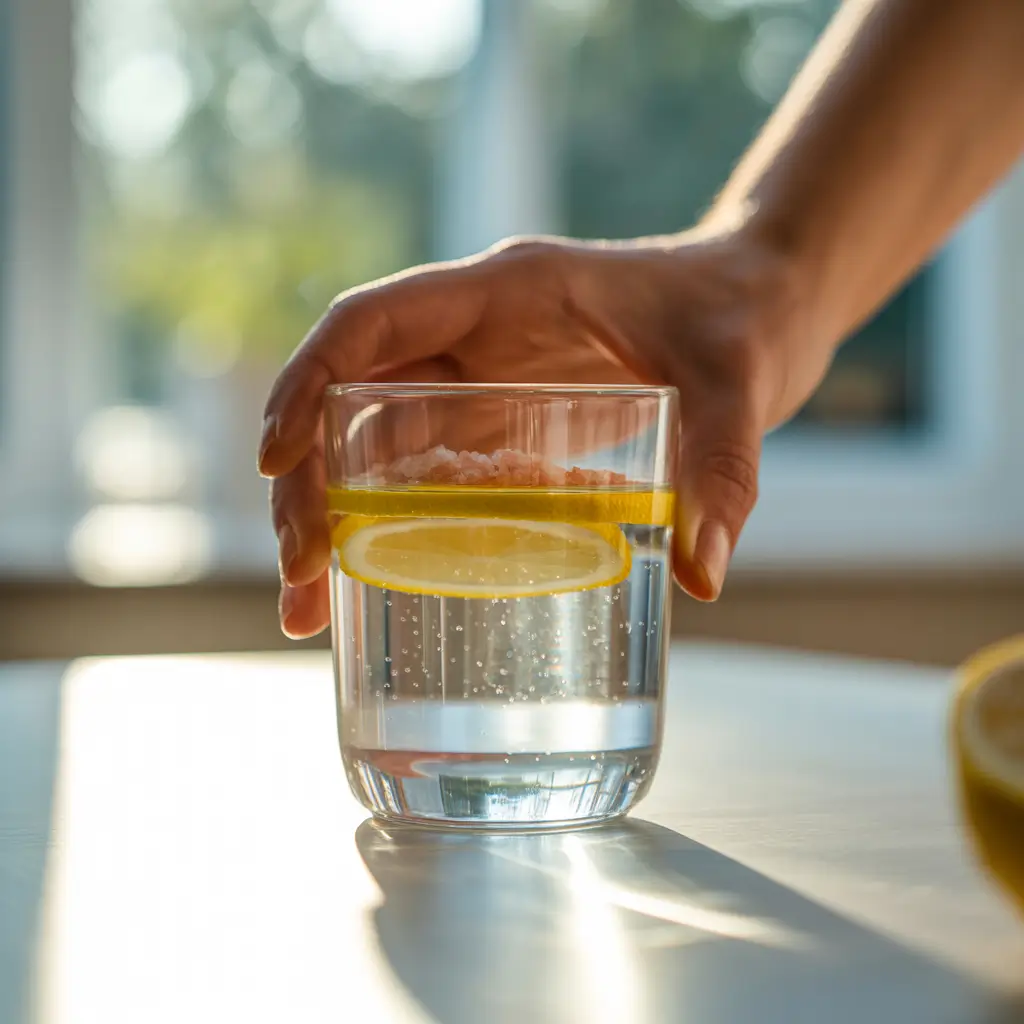 drinking pink salt and lemon diet detox water