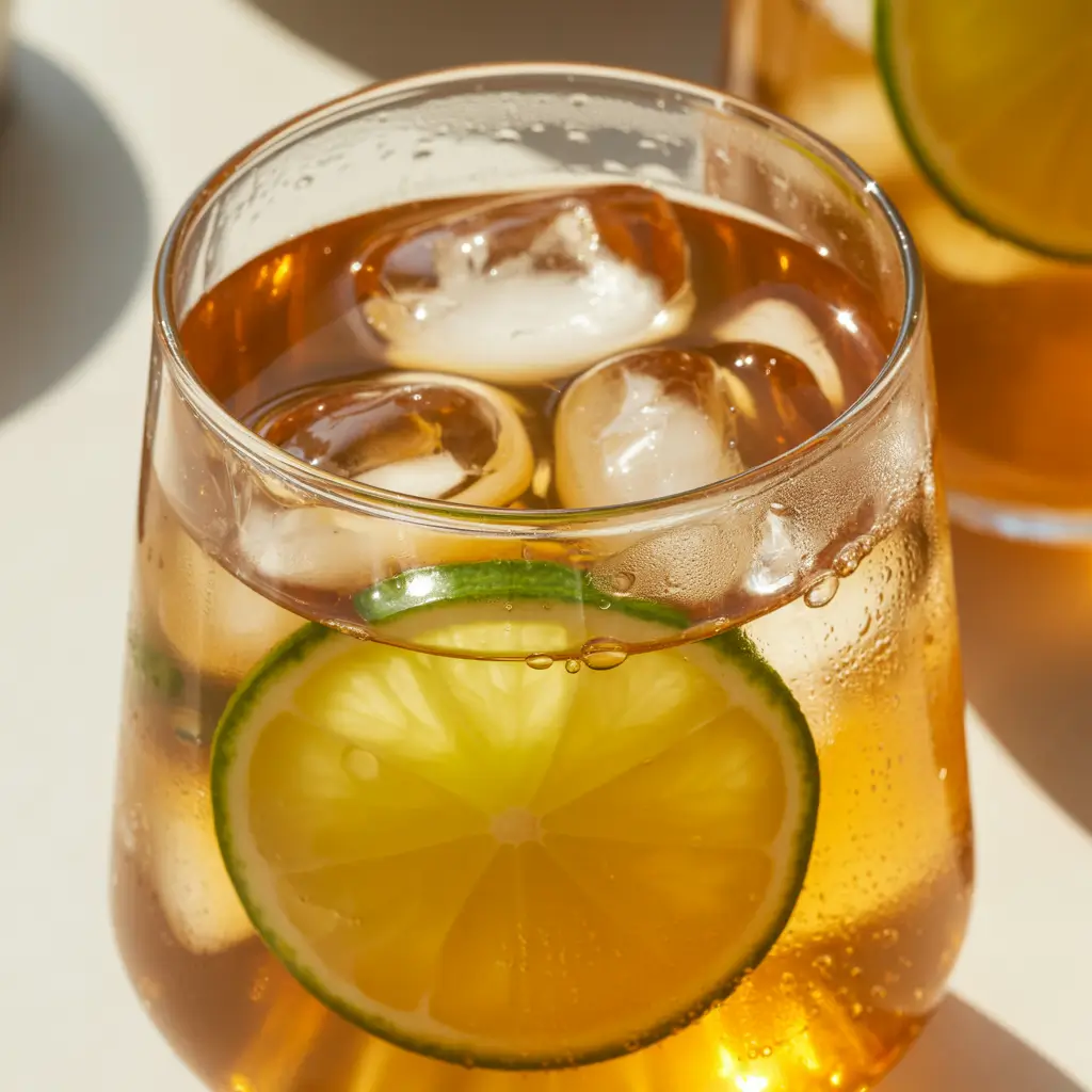 Iced calamansi tea with citrus slices