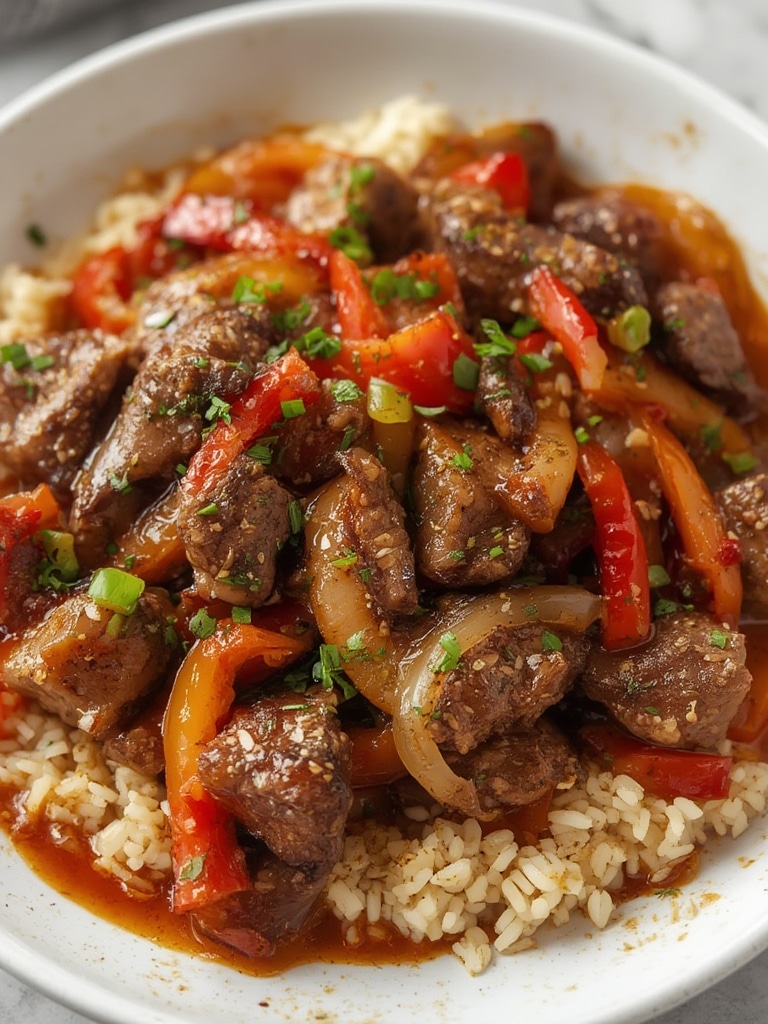 Pepper Steak with Bell Peppers and Onion