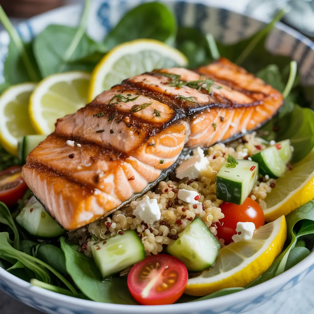 Mediterranean salmon quinoa anti-inflammatory bowl