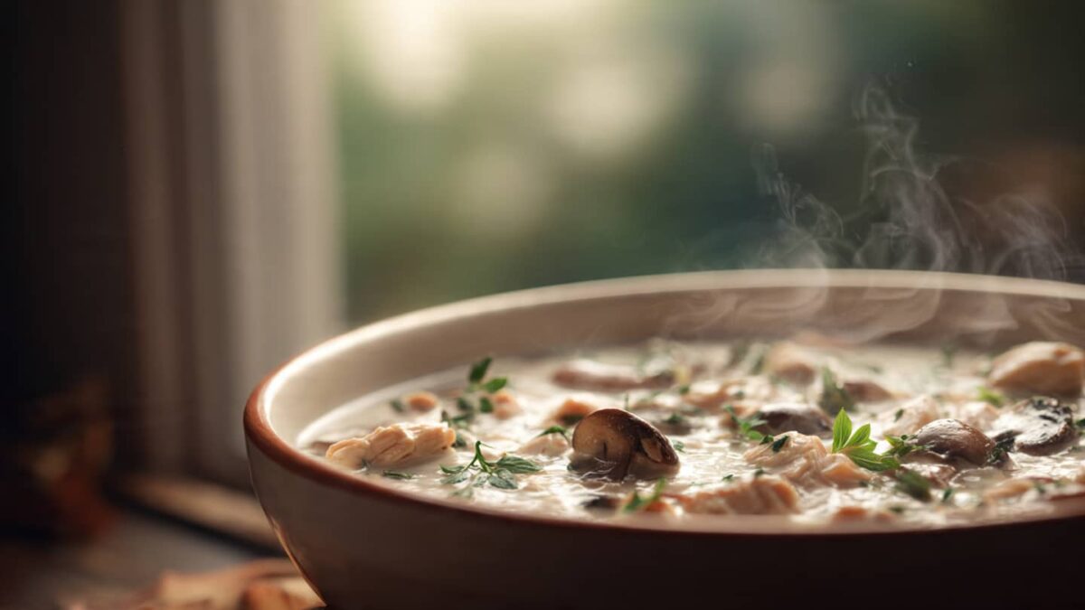 Comforting Rotisserie Chicken and Mushroom Soup