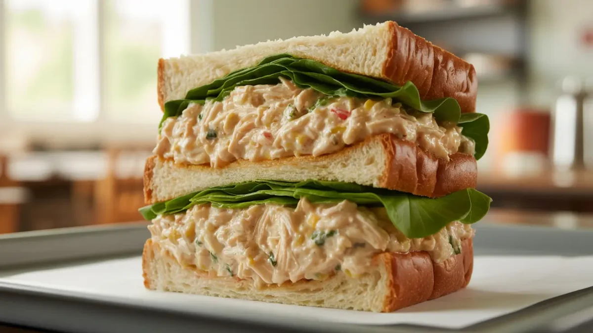 chicken sandwich for school lunch with creamy filling