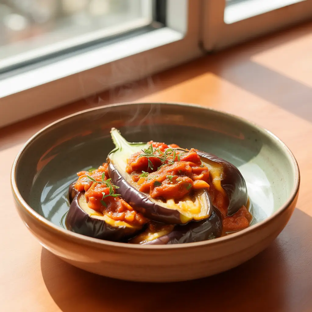 finished minimal prep eggplant dinner