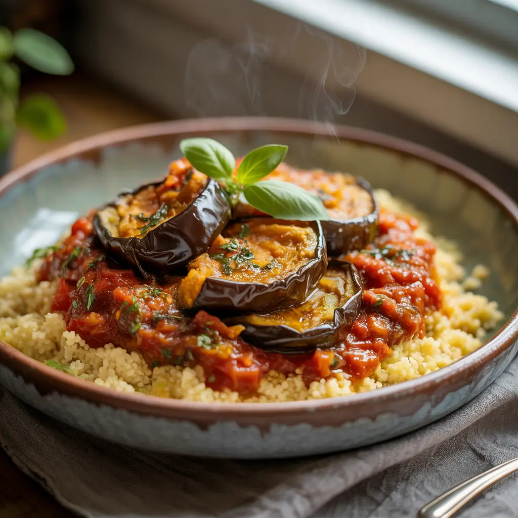 finished one pan Mediterranean eggplant dinner