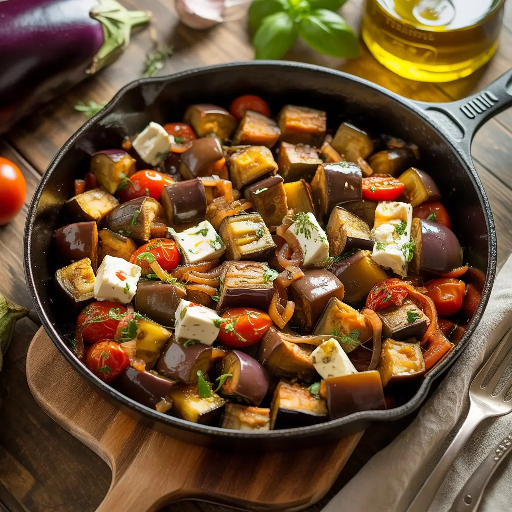 One pan eggplant dinner recipe for easy cleanup