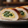 Spinach stuffed chicken breasts sliced open