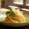 Perfect olive oil pasta with herbs and parmesan