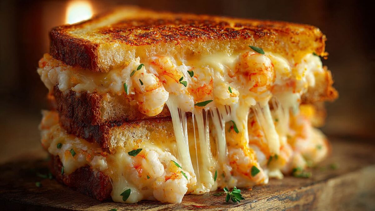 Seafood cheesy sandwich with melted cheese