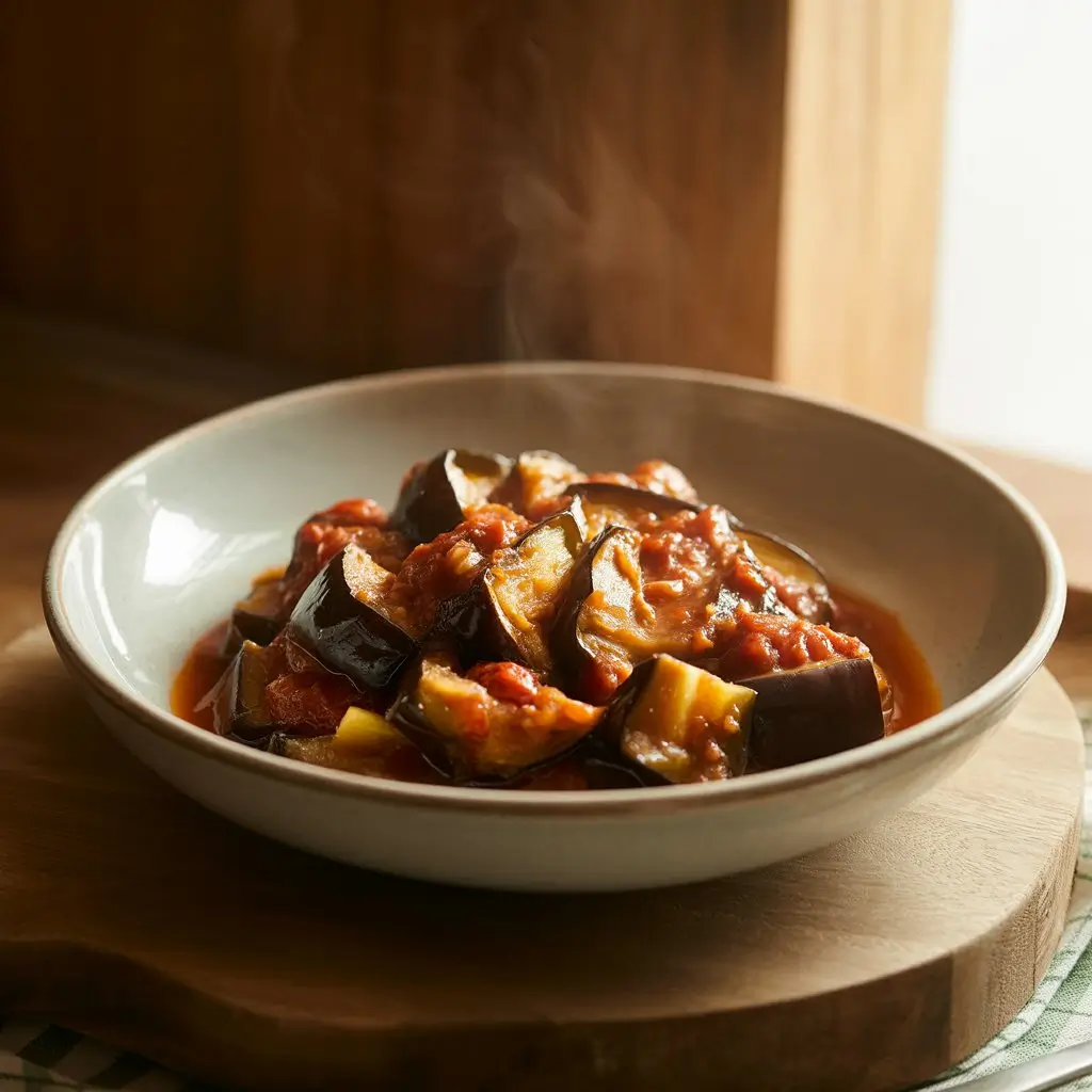 finished no stress eggplant dinner