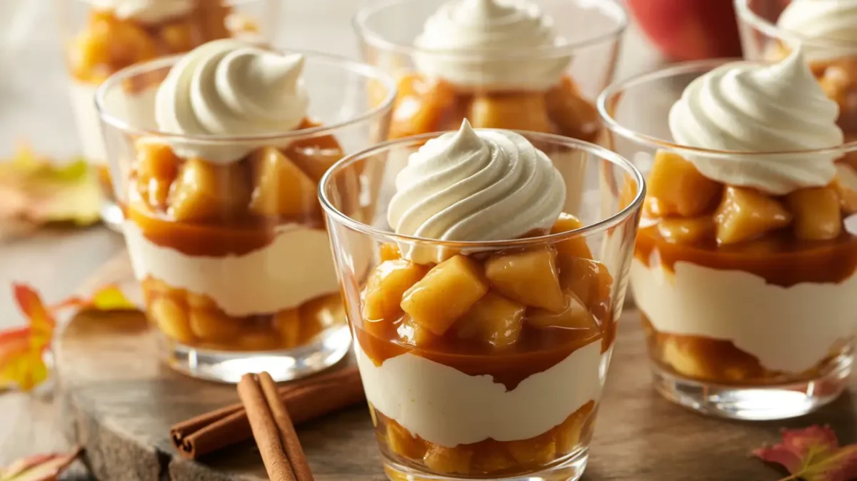 Apple Caramel Chantilly Verrines layered dessert in glass cups