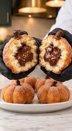 pumpkin shaped donuts