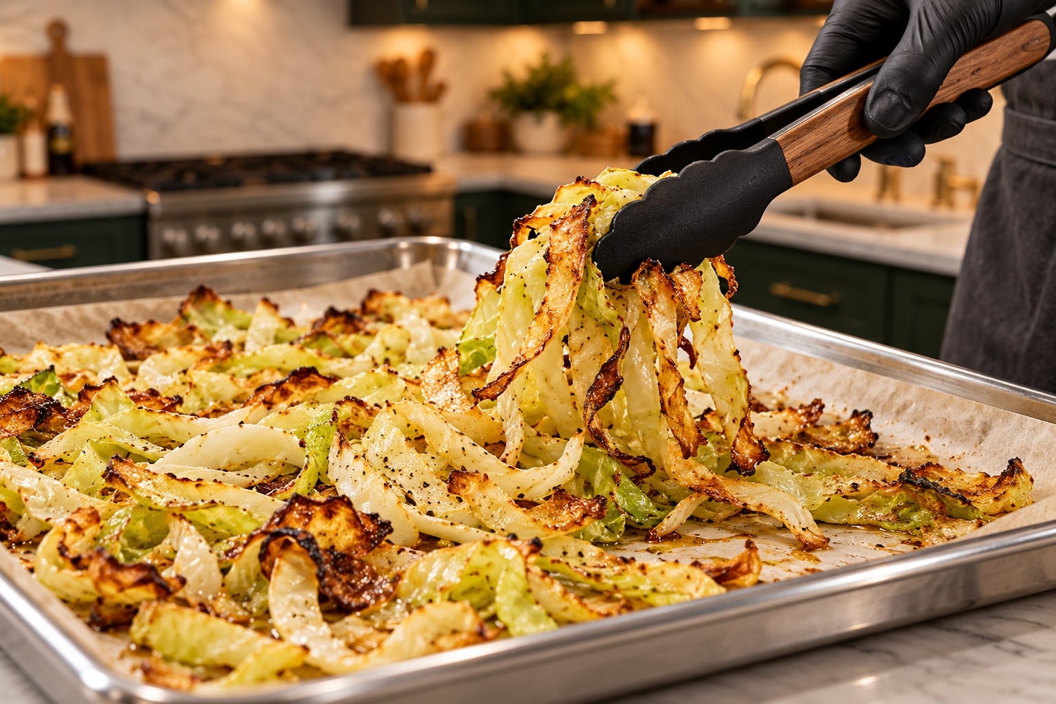 Cooking cabbage alfredo