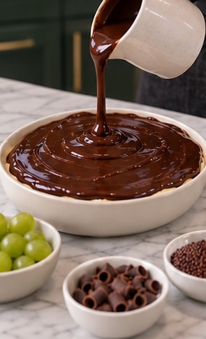 Brazilian grape dessert prepared ganache poured over cream