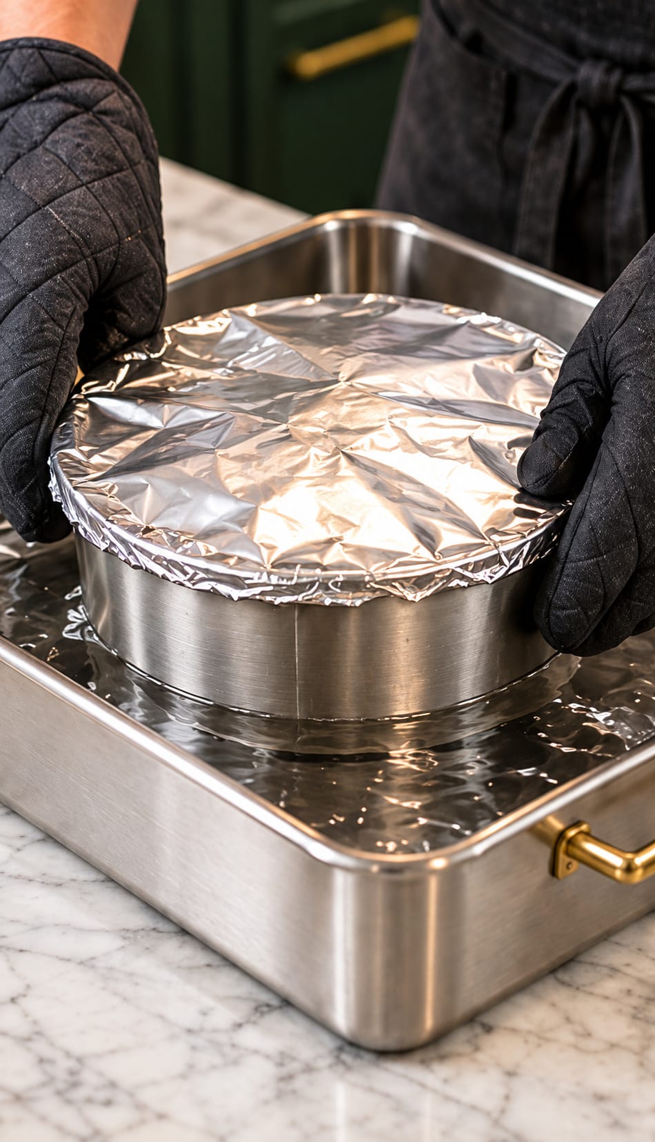 Water bath preparation for bread pudding with condensed milk