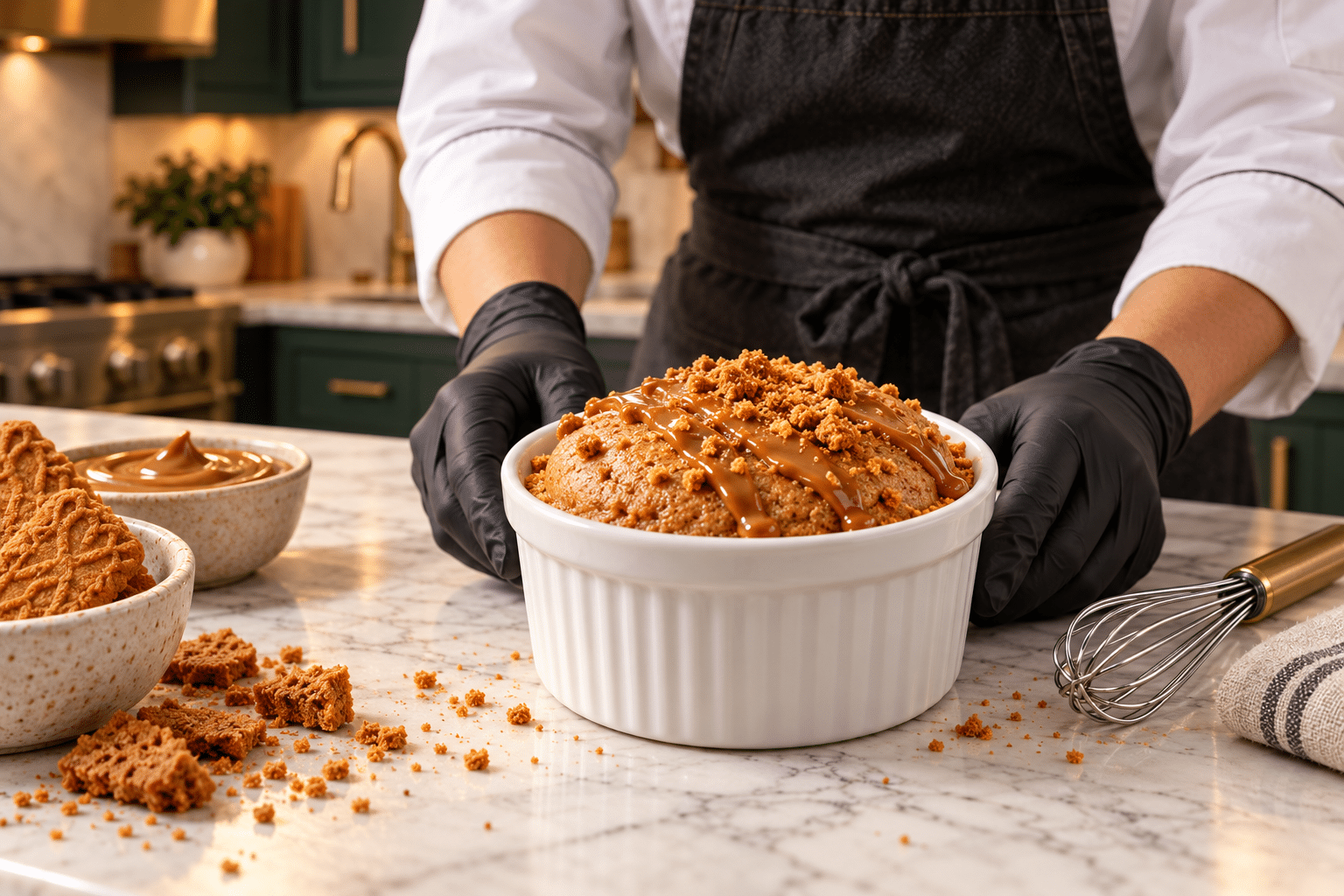 4-ingredient biscoff lava mug cake — cooked cake with optional crumbs and drizzle
